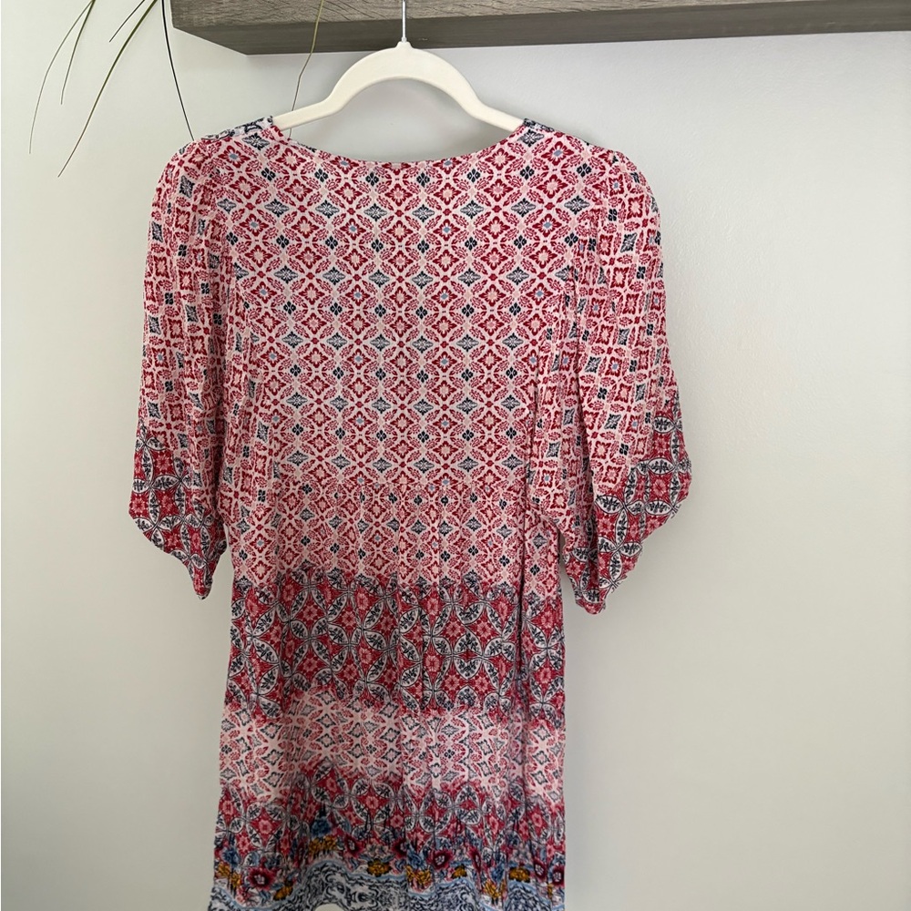 Boho Print Tunic Dress in Red - Picture 4 of 4